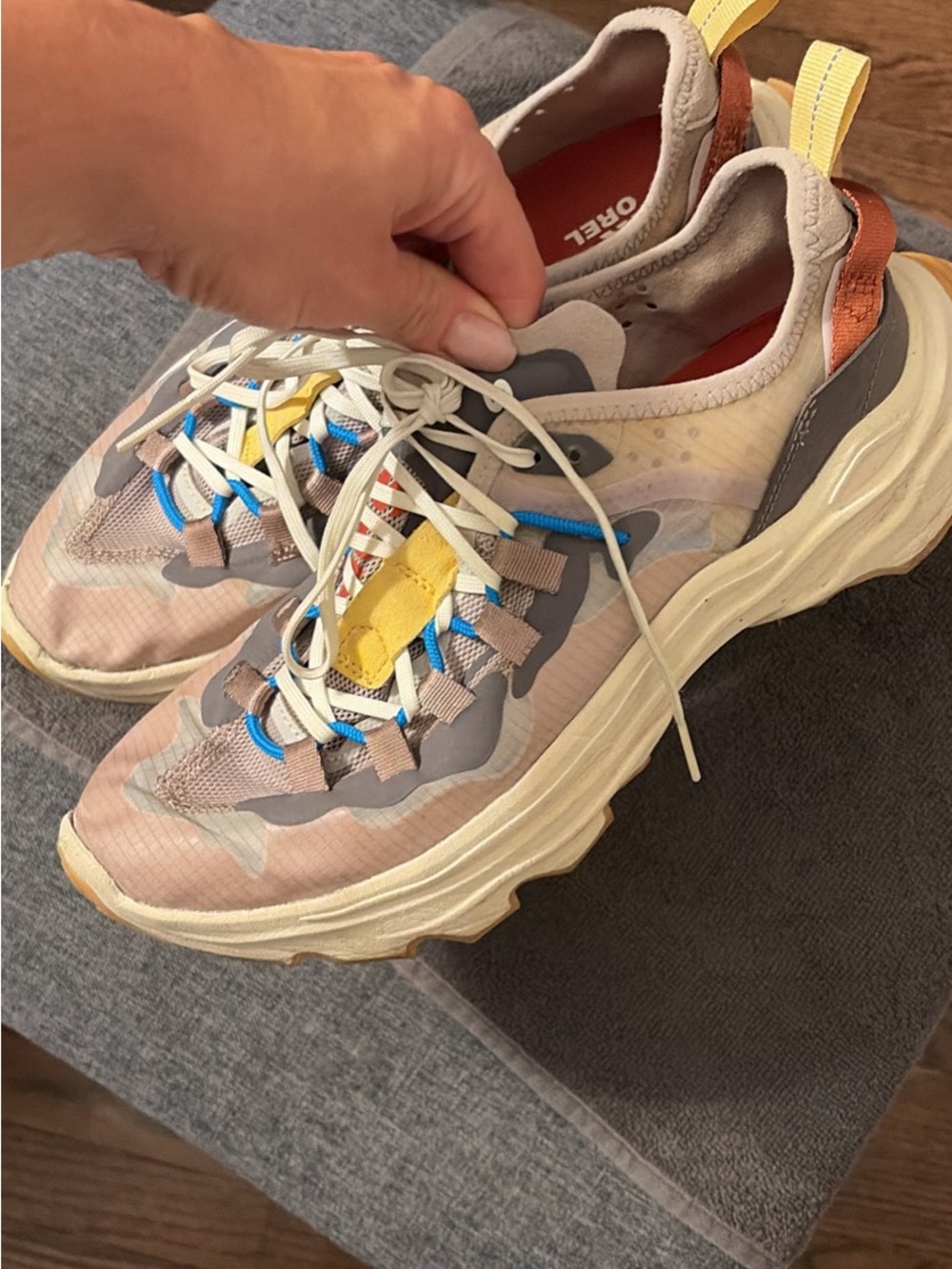 Sorel Women's Multi-Accent Chunky Sneakers in Beige, Yellow and Blue